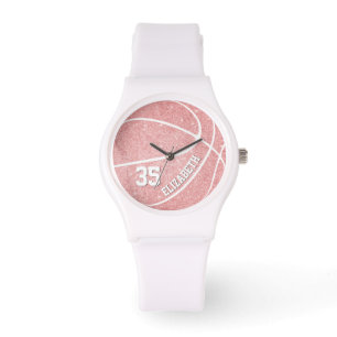 Relógio basquete feminino rosa esportivo personalizado