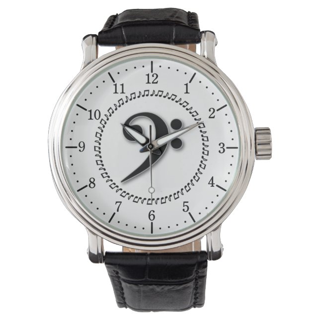 Relógio Bass Clef Music Note Design (Frente)