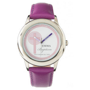 Relógio Batismo rosa de cadela personalizado