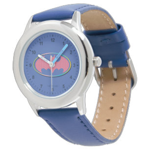 Relógio Batman   Logotipo de Bolinhas rosa