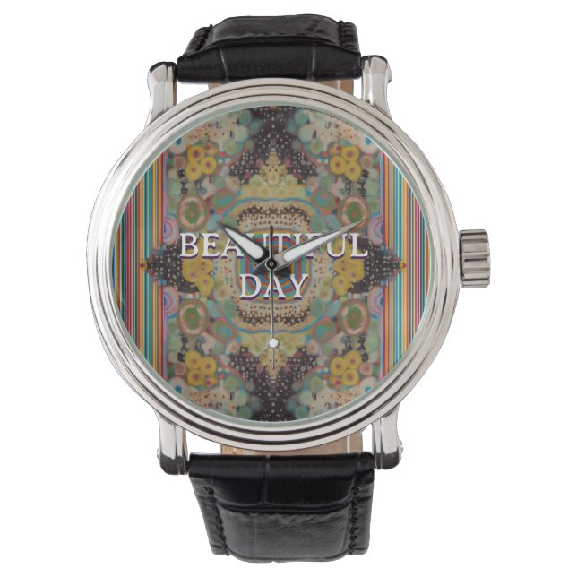 Relógio Beautiful Day – Inspirational Kaleidoscope Art Wat (Frente)