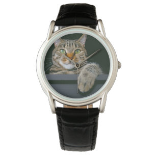 Relógio Bebês Mais Pobres   Cinza por rosto de gato