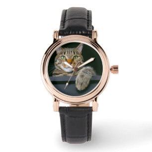 Relógio Bebês Mais Pobres Cinza por rosto de gato