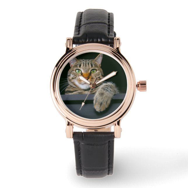 Relógio Bebês Mais Pobres | Cinza por rosto de gato (Frente)