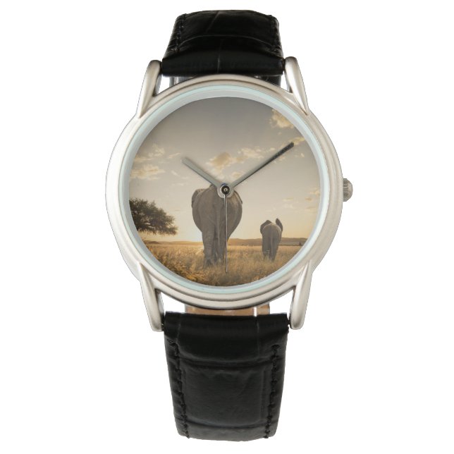 Relógio Bebês Mais Pobres | Elefante, Vitelo e Mãe (Frente)