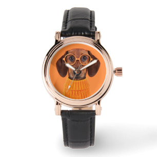 Relógio Bebês Mais Pobres Suéter de laranja Dachshund