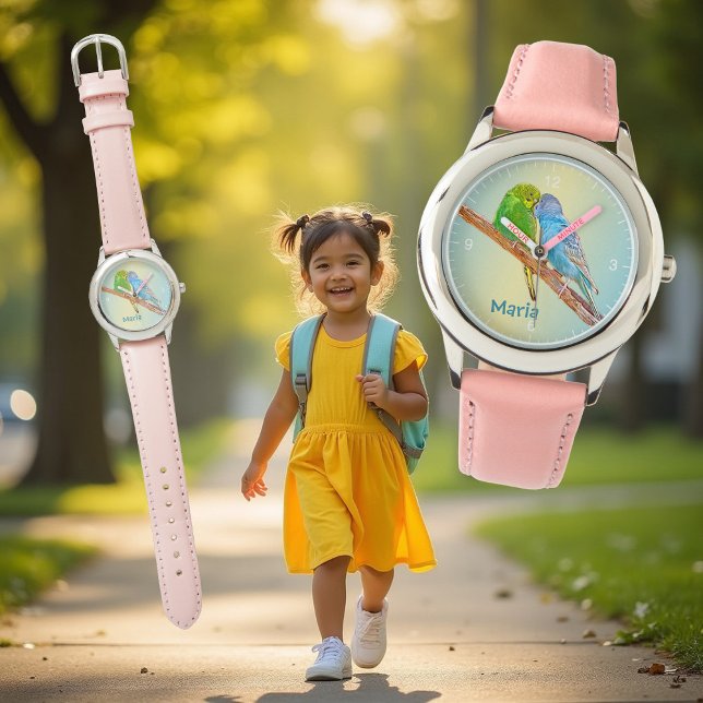 Relógio Beijos bonitos - acrílicos em fundo pastel (Criador carregado)