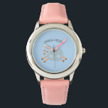 Relógio Bela Moderna Pastel Blue Sheep E Kid Name<br><div class="desc">Bela Moderna Pastel Blue Sheep E Kid Name</div>