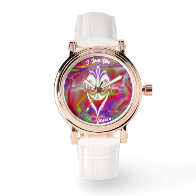 Relógio Belo Abstrato, Elegante, Rosa Dourado Watch (Frente)