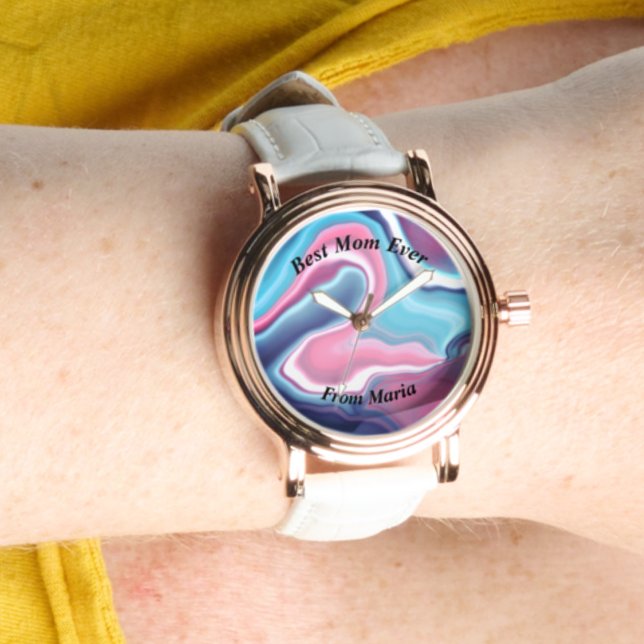 Relógio Belo Abstrato, Elegante, Rosa Dourado Watch (Criador carregado)