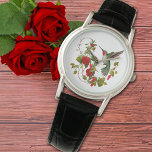 Relógio Belo beija-flores e Rosas vermelhas<br><div class="desc">Bonito rubi garganta de Hummingbird pairando por rosas vermelhas. Uma bela adição ao seu escritório ou à sua casa.</div>