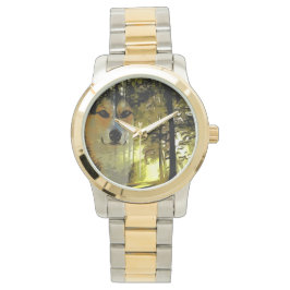 Relógio Belo Corgi na floresta