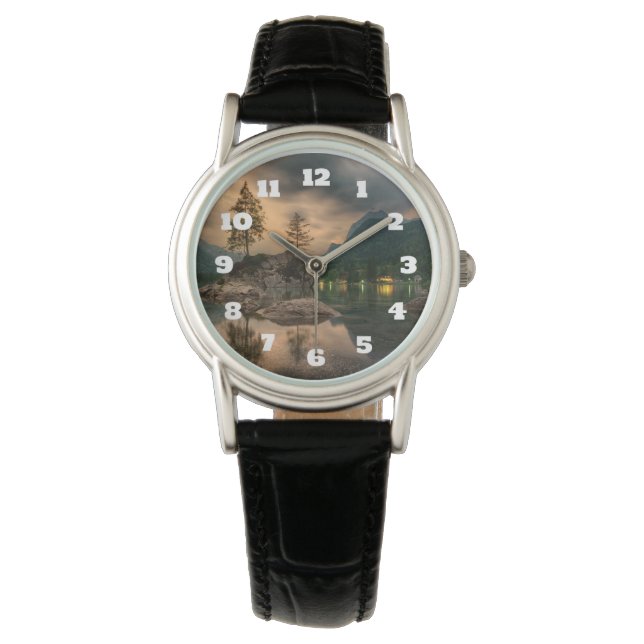 Relógio Belo lago de montanha na fotografia da noite (Frente)