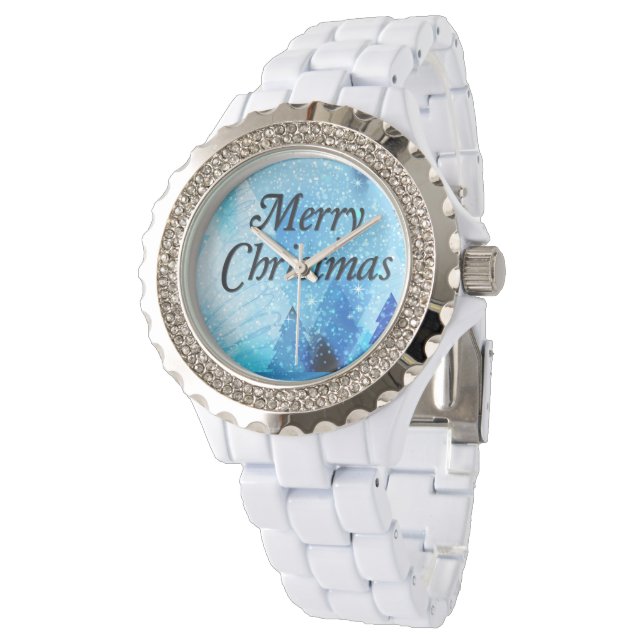 Relógio Belo Natal Branco, Rhinestone Watch (Angular)