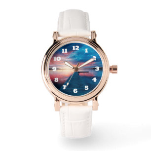 Relógio Belo pôr do sol em um lago calmo