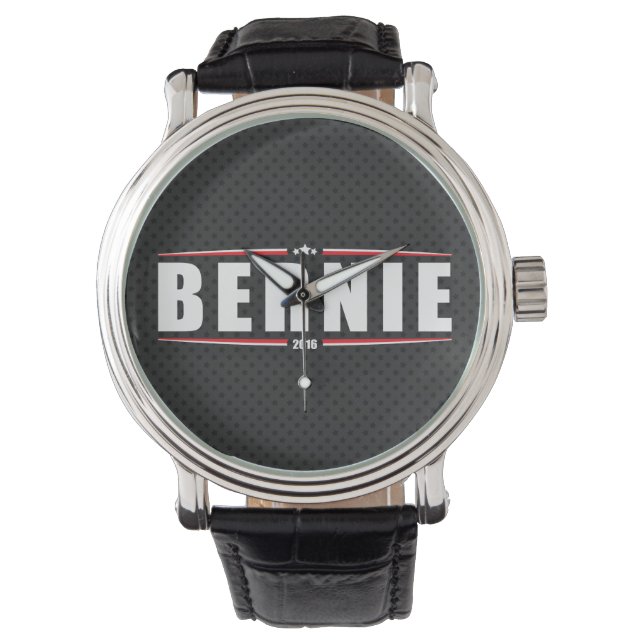 Relógio Bernie Sanders 2016 (Estrelas e Stripes - Preto) (Frente)
