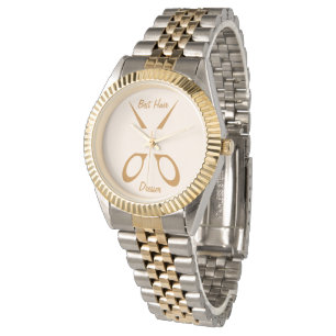 Relógio Best Hairdresser Dourado Tesoura Watch   Presente 