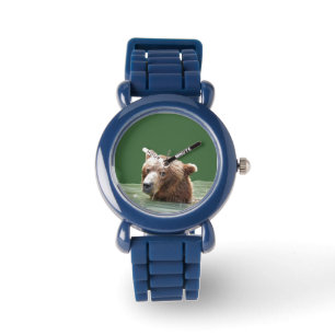 Relógio Bezel Watch ajustável da criança com urso pardo