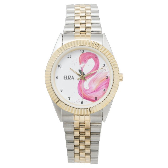 Relógio Bird Tropical Bird Willife Watch, de cor rosa-rosa (Frente)