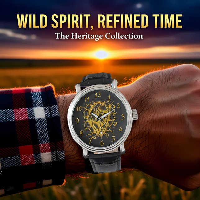 Relógio Bison Bursting Through the Wall (Criador carregado)