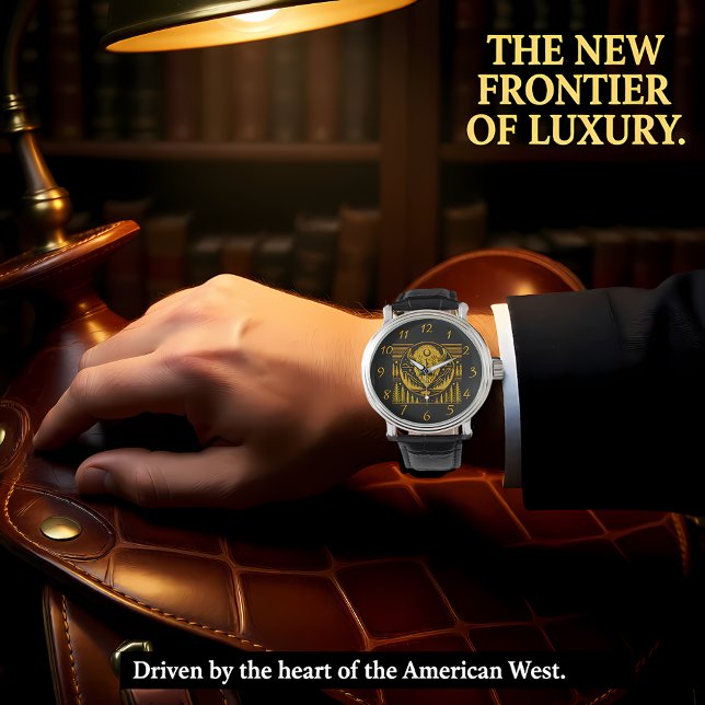 Relógio Bison Head Silhouette Contra Fundo Das Montanhas (Criador carregado)