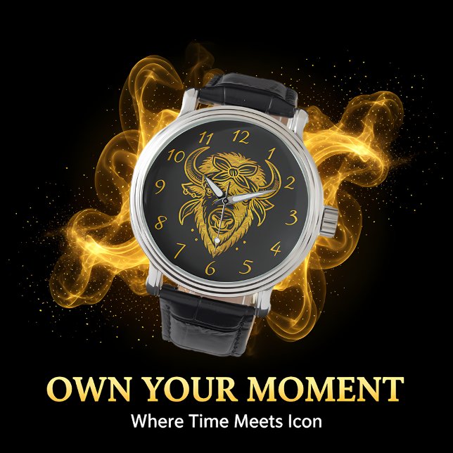 Relógio Bison with Bandana in Graphic Style Trabalho de ar (Criador carregado)