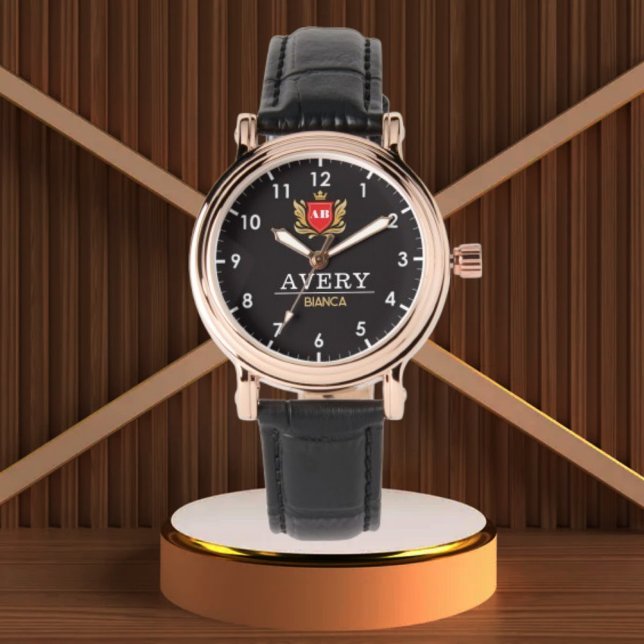 Relógio Black and Gold PCustom Royal Crest Luxury Gift (Criador carregado)