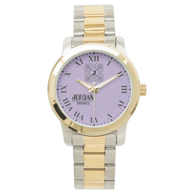 Relógio Black and White Monogram and Name (Frente)