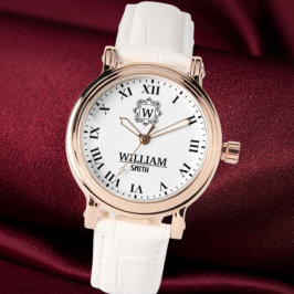 Relógio Black and white Roman numeral classic monogram