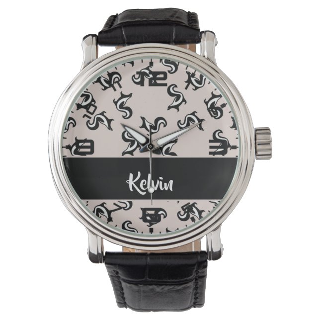 Relógio Black and white skunks on rose pink (Frente)