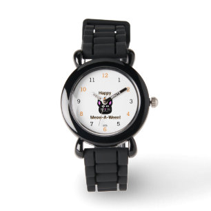 Relógio Black Cat Meow-A-Ween Kids Silver Glitter Watch