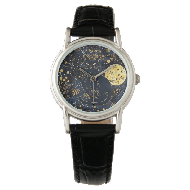 Relógio Black Cat of the Starry Skies eWatch Watch (Frente)