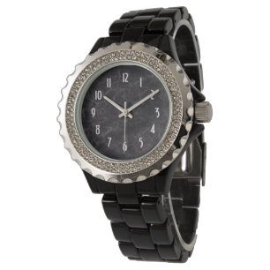 Relógio Black-Enamel Starfields Rhinestone Mulheres