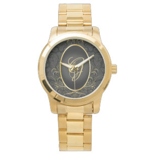 Relógio Black gold Monograma Classy Royal Style Watch