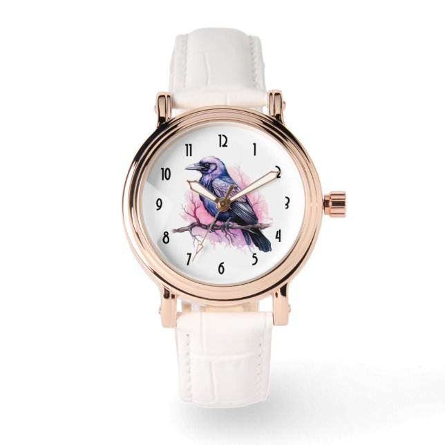 Relógio Black Raven em uma Ilustração de Ramificação (Frente)