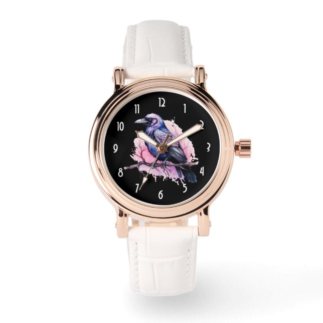 Relógio Black Raven em uma Ilustração de Ramificação (Frente)