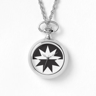 Relógio Black White Deco Star Sunburst