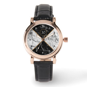 Relógio Black White Marble Watch Birthday - Presente perso