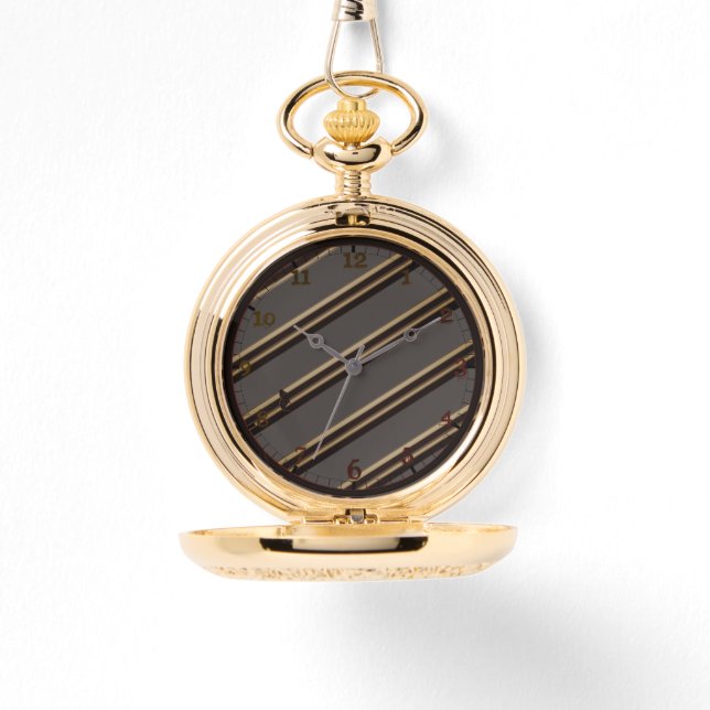 Relógio Blinky Bat Hide Stripe pattern Gold Pocket Watch (Frente)