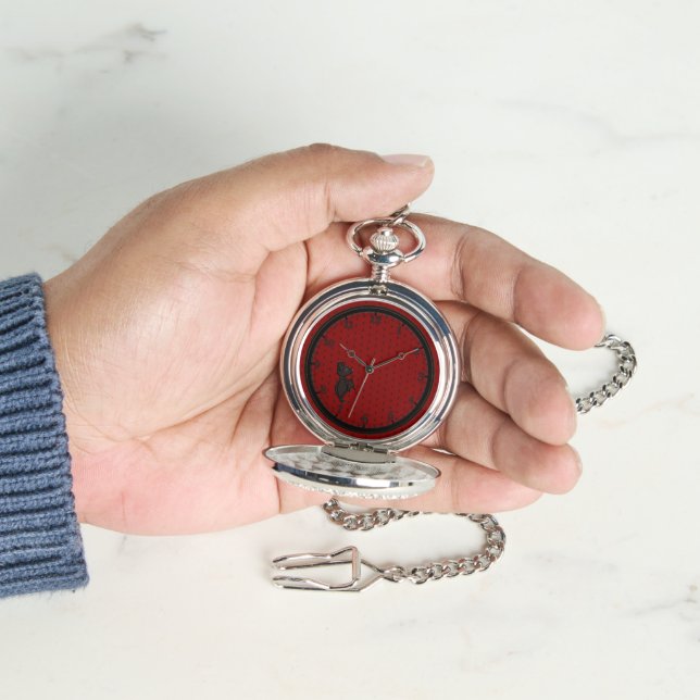Relógio Blinky the Bat pattern Red Silver Pocket Watch (Mão)