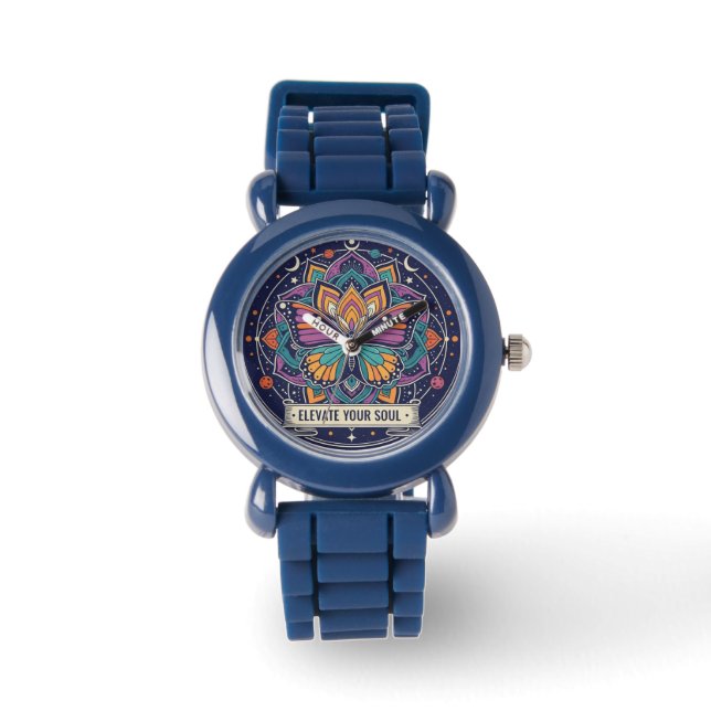 Relógio Blue Butterfly Mandala 'Elevate Your Soul' Watch (Frente)