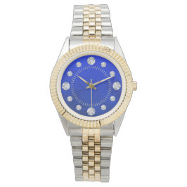 Relógio Blue Lapis Diamond Solitaire Dial Steel Dourado
