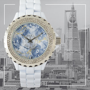Relógio Blue Marble com Numerais Árabes – Elegante