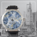 Relógio Blue Marble Men's Watch com números árabes<br><div class="desc">Blue Marble Men' Watch with Arabic Numerals - Custom Leather Strap Timepiece - Groom, Aniversário, Férias ou Eid Gift. ✨ Comemorar o estilo de eterno com este Blue Watercolor Marble Men's Watch, com uma correia preta de couro, uma mala de liga de safra e um marcador acentuado por elegantes algarismos...</div>