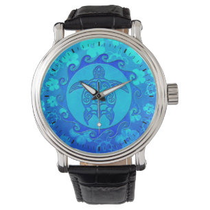 Relógio Blue Tribal Turtle Sun