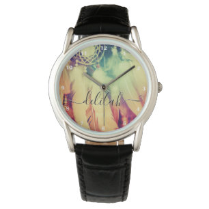 Relógio Boho Bohemian Dreamcatcher Feather Retro Stuning