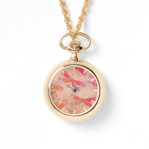 Relógio Boho Dragonflies em rosa