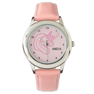 Relógio Boho Mágico Meninas Fofas Unicórnio Rosa n
