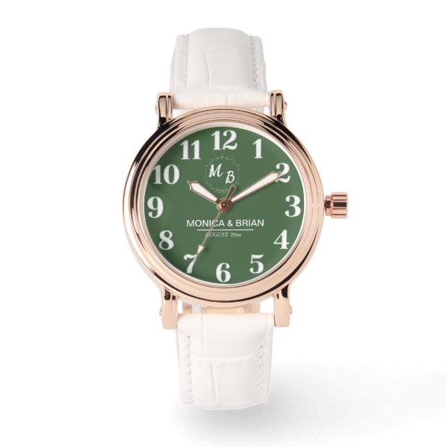 Relógio Boho minimal simple Floral Monogram (Frente)