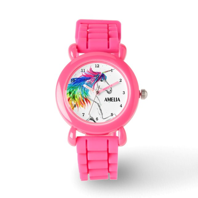 Relógio Boho Rainbow Magical Cute Girls Unicorn Kids Watch (Frente)